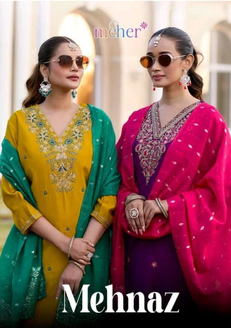 Mehnaz By Meher Vertican Butti Surat Kurti With Bottom Dupatta Wholesale Market